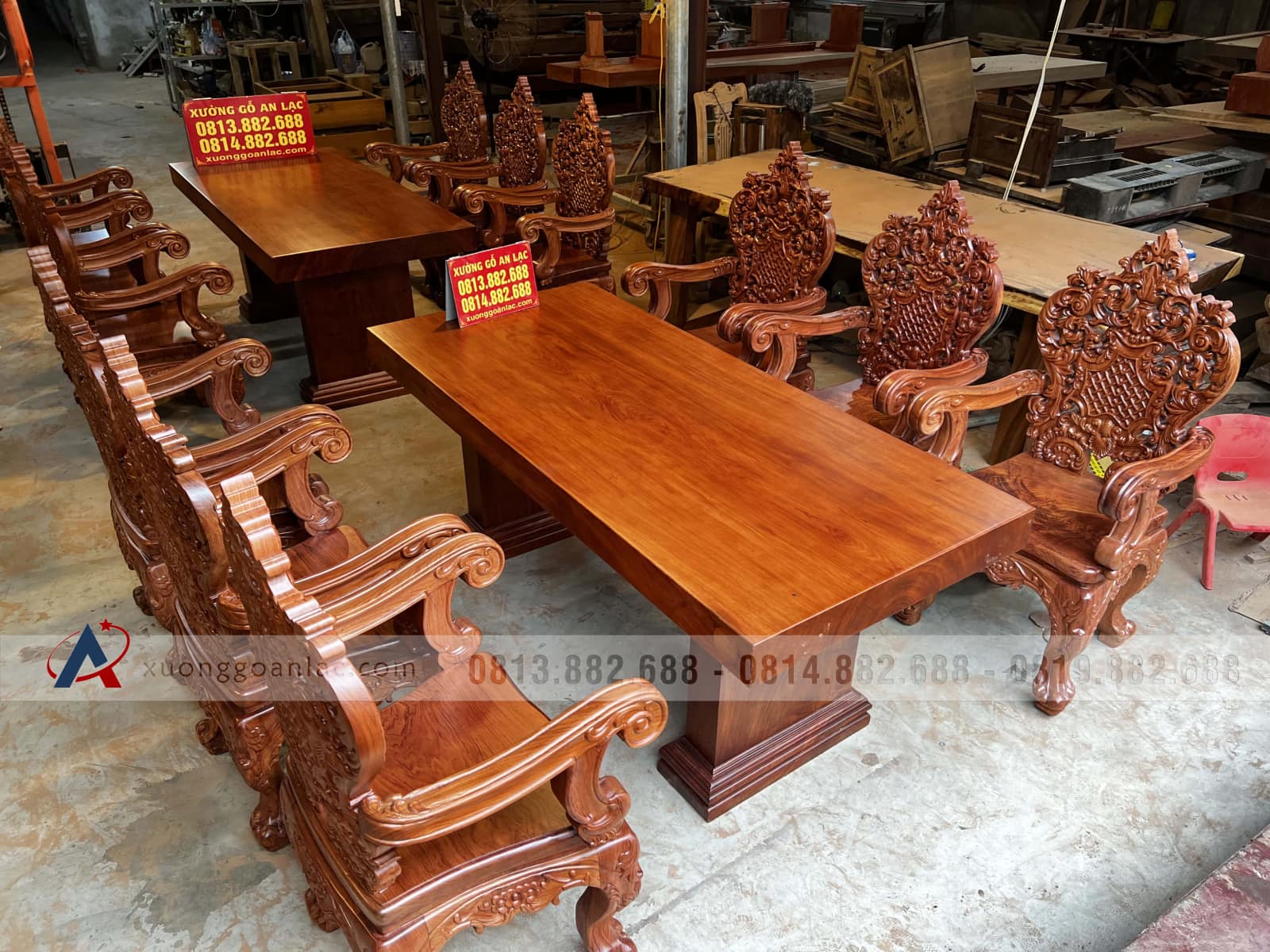 2 bộ bàn ăn nguyên khối 6 ghế hoàng gia vip gỗ hương đá (Anh Tuệ, Hà Tĩnh) 1 2 bộ bàn ăn nguyên khối 6 ghế hoàng gia vip gỗ hương đá (Anh Tuệ, Hà Tĩnh)