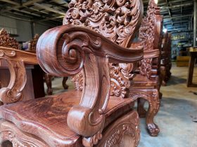 2 bộ bàn ăn nguyên khối 6 ghế hoàng gia vip gỗ hương đá (Anh Tuệ, Hà Tĩnh) 50 ghế ăn louis hoàng gia đẹp