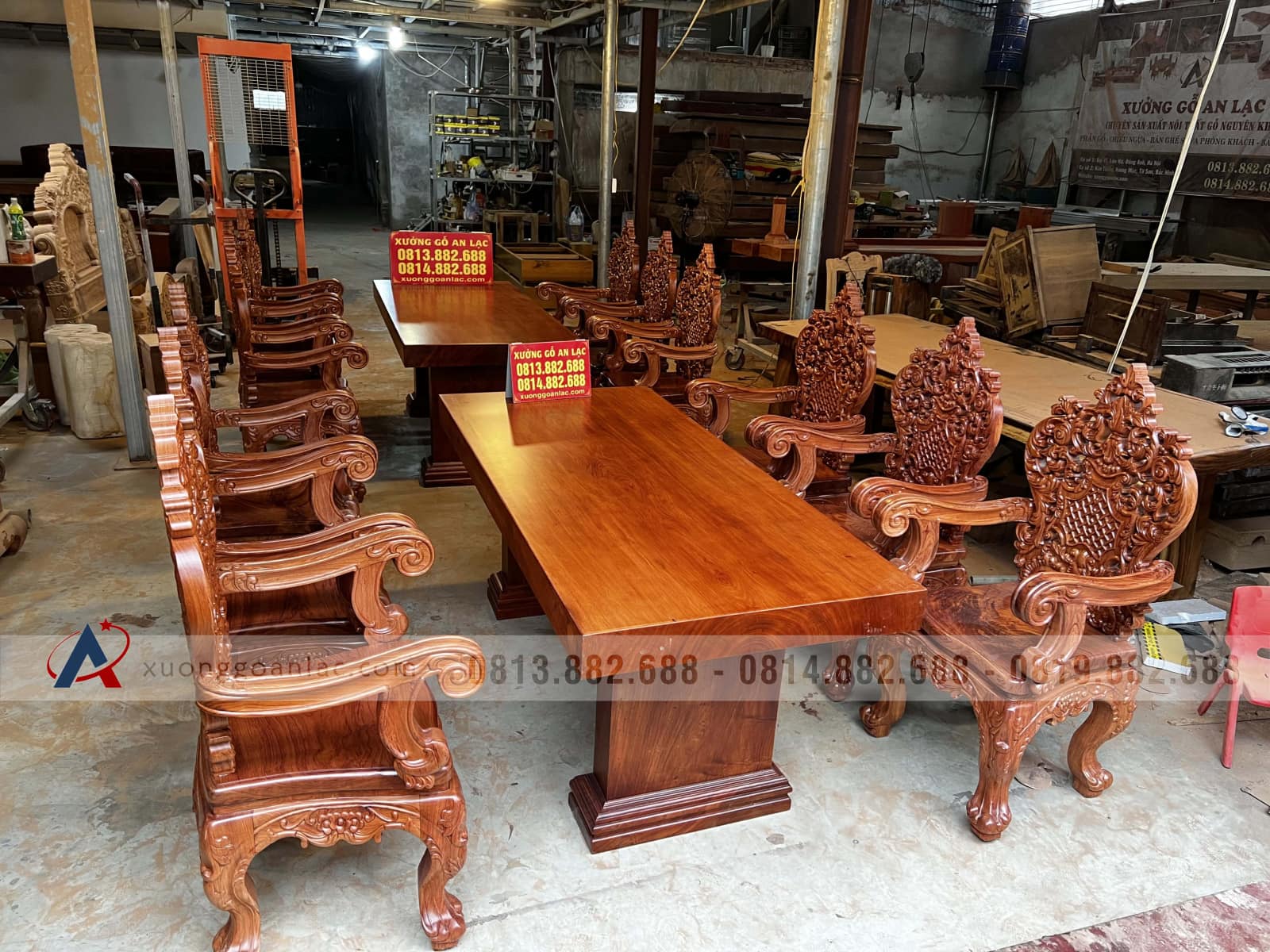 2 bộ bàn ăn nguyên khối 6 ghế hoàng gia vip gỗ hương đá (Anh Tuệ, Hà Tĩnh) 4 2 bộ bàn ăn nguyên khối 6 ghế hoàng gia vip gỗ hương đá (Anh Tuệ, Hà Tĩnh) - Ảnh 4
