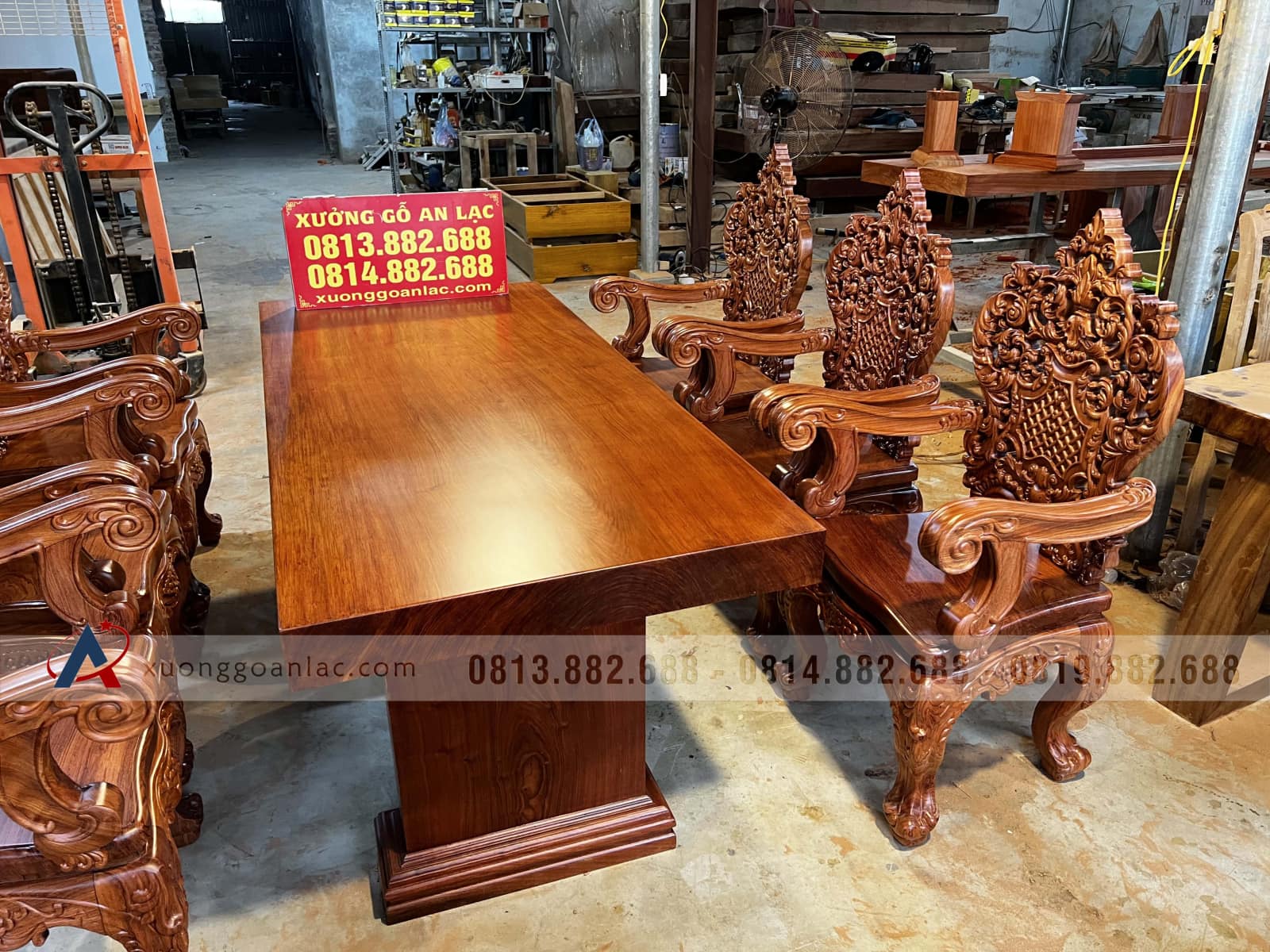 2 bộ bàn ăn nguyên khối 6 ghế hoàng gia vip gỗ hương đá (Anh Tuệ, Hà Tĩnh) 7 2 bộ bàn ăn nguyên khối 6 ghế hoàng gia vip gỗ hương đá (Anh Tuệ, Hà Tĩnh) - Ảnh 7