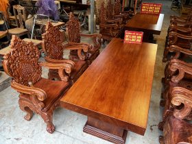 2 bộ bàn ăn nguyên khối 6 ghế hoàng gia vip gỗ hương đá (Anh Tuệ, Hà Tĩnh) 36 2 bo ban an nguyen khoi go Huong Da va ghe Hoang Gia 9