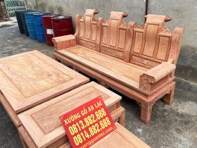 Bộ bàn ghế Âu Á chương cuốn thư gỗ hương đá