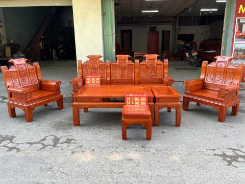 Âu á cuốn thư vách đục tứ quý gỗ hương đá