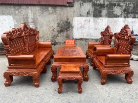 Bàn Ghế Hoàng Gia Louis Hoa Hồng Chân 14 Tay Đặc