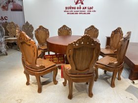 bàn ăn nguyên khối gỗ gõ đỏ