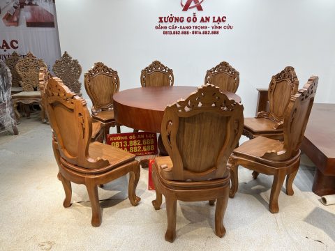 bàn ăn nguyên khối gỗ gõ đỏ