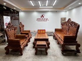 Bàn ghế hoàng gia vách trám khuôn 4 ván 2 gỗ hương đá