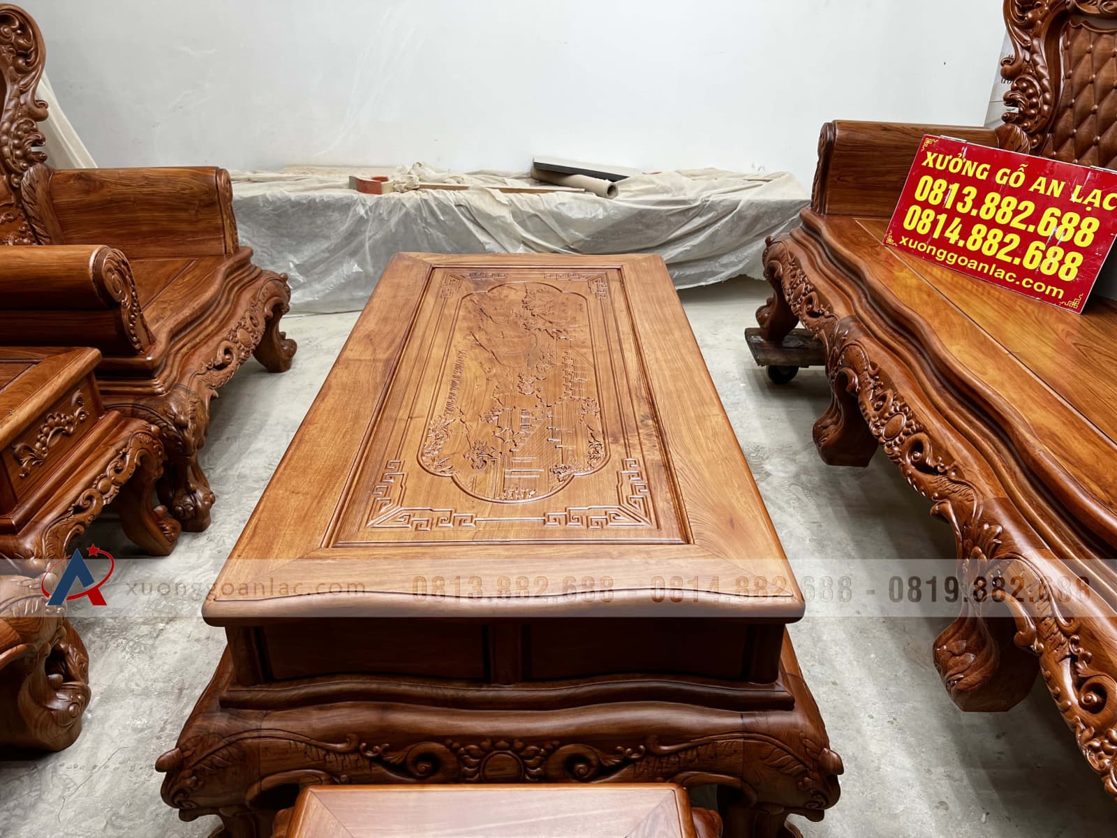 Bàn ghế hoàng gia vách trám khuôn 4 ván 2 gỗ hương đá (anh Đại, Vĩnh Phúc) 54 bàn ghế hoàng gia gỗ hương đá cao cấp