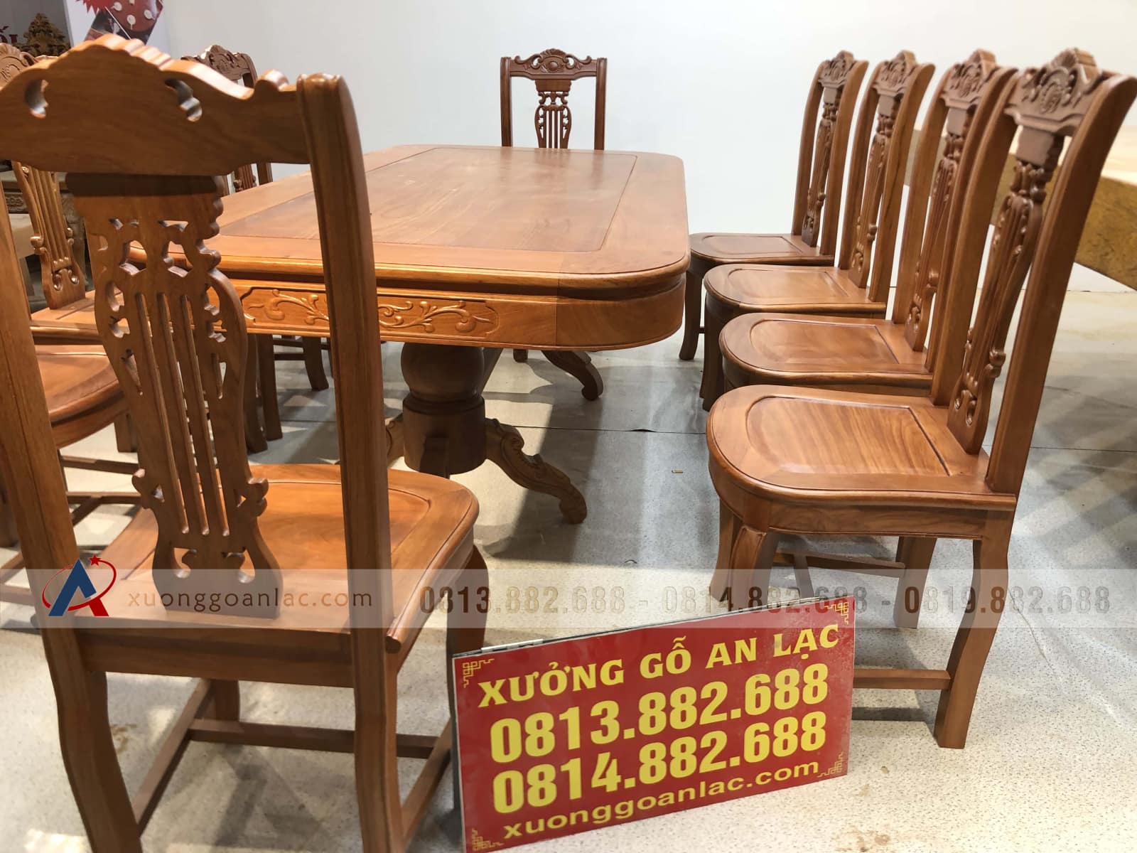 Bộ bàn ăn bầu dục 10 ghế cây đàn gỗ gõ đỏ siêu đẹp (Chị Hoa, Đà Nẵng) 24 mẫu ghế cây đàn đẹp