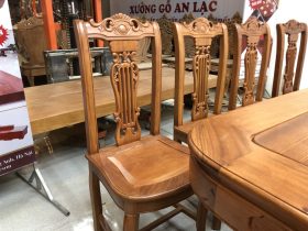 Bộ bàn ăn bầu dục 10 ghế cây đàn gỗ gõ đỏ siêu đẹp (Chị Hoa, Đà Nẵng) 16 ghế ăn cây đàn gỗ gõ đỏ