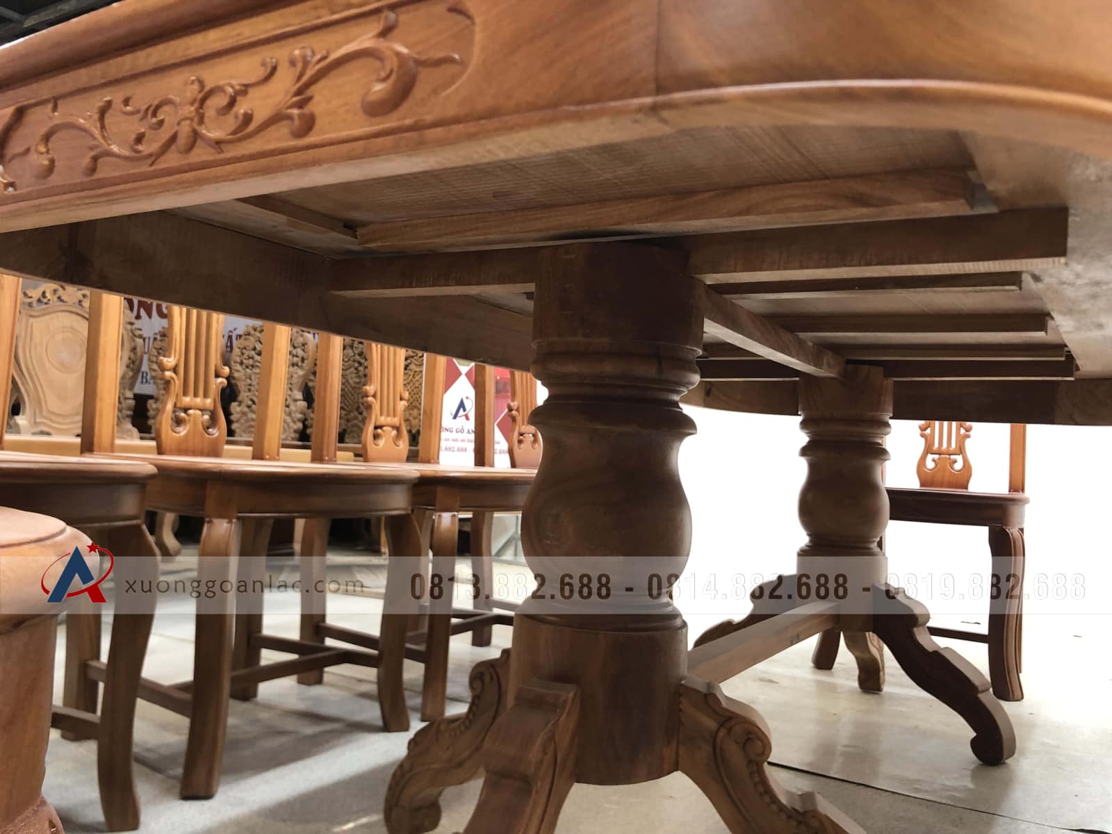 Bộ bàn ăn bầu dục 10 ghế cây đàn gỗ gõ đỏ siêu đẹp (Chị Hoa, Đà Nẵng) 22 bàn ăn gỗ gõ đỏ 10 ghế