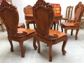 Bộ bàn ăn gõ đỏ 6 ghế louis có tay gỗ gõ đỏ (chị Hoàng Lan, Thanh Hóa) 22 ghế ăn gỗ gõ đỏ đẹp