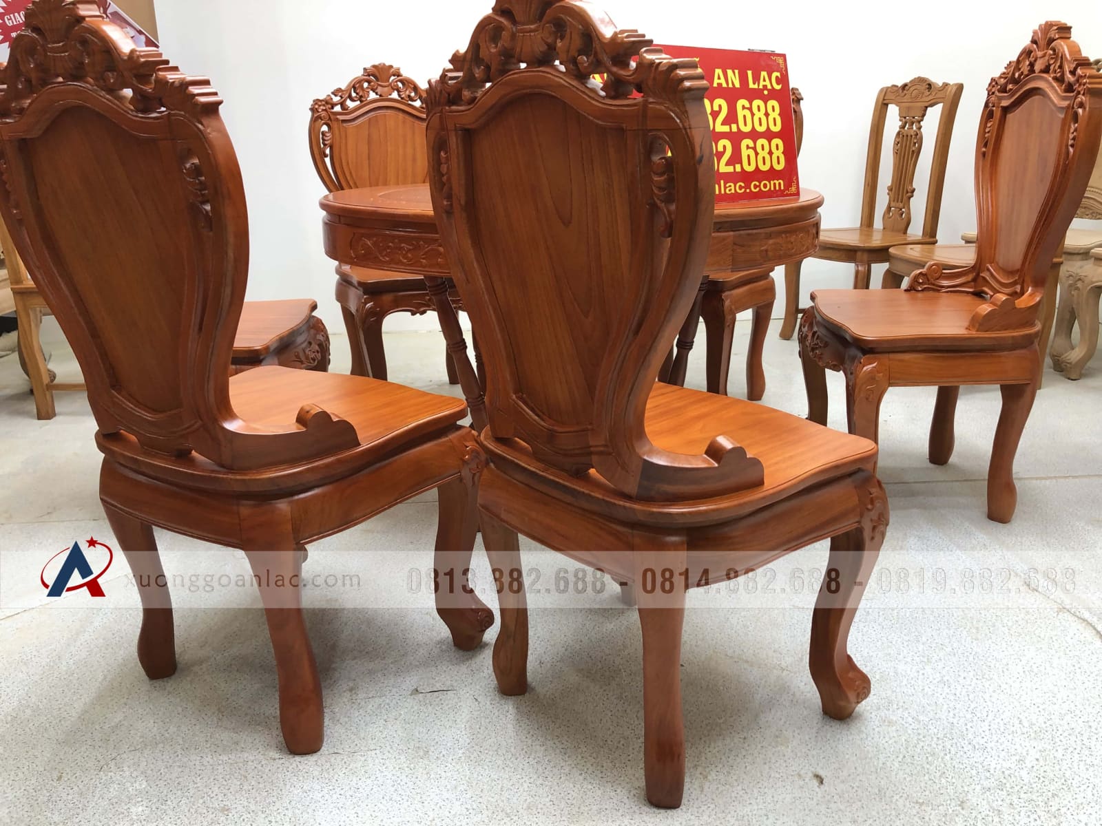Bộ bàn ăn gõ đỏ 6 ghế louis có tay gỗ gõ đỏ (chị Hoàng Lan, Thanh Hóa) 11 ghế ăn gỗ gõ đỏ đẹp