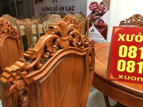 Bộ bàn ăn gõ đỏ 6 ghế louis có tay gỗ gõ đỏ (chị Hoàng Lan, Thanh Hóa) 23 Bo ban an go do 6 ghe louis co tay go Go do 11