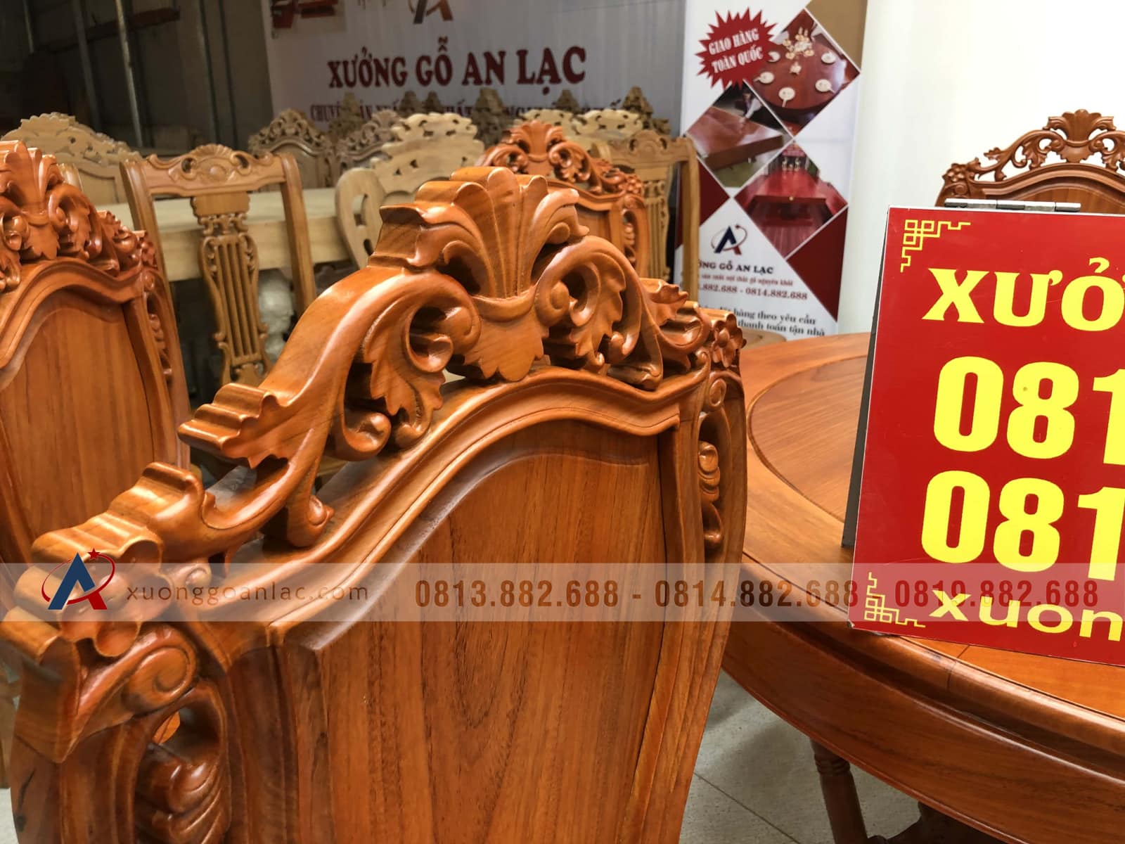 Bộ bàn ăn gõ đỏ 6 ghế louis có tay gỗ gõ đỏ (chị Hoàng Lan, Thanh Hóa) 12 Bộ bàn ăn gõ đỏ 6 ghế louis có tay gỗ gõ đỏ (chị Hoàng Lan, Thanh Hóa) - Ảnh 12
