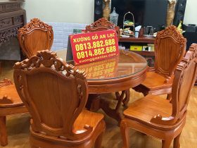 Bộ bàn ăn gõ đỏ 6 ghế louis có tay gỗ gõ đỏ (chị Hoàng Lan, Thanh Hóa) 13 Bo ban an go do 6 ghe louis co tay go Go do 2