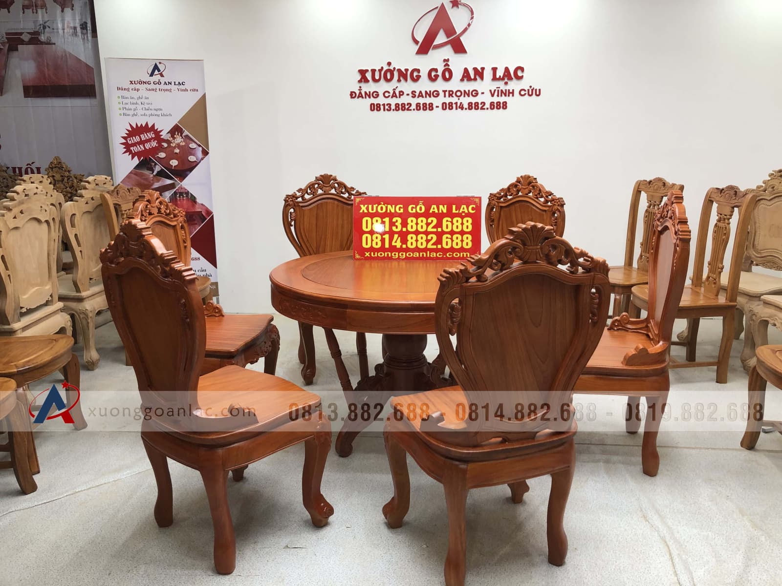 Bộ bàn ăn gõ đỏ 6 ghế louis có tay gỗ gõ đỏ (chị Hoàng Lan, Thanh Hóa) 30 bàn ăn 6 ghế gỗ gõ đỏ