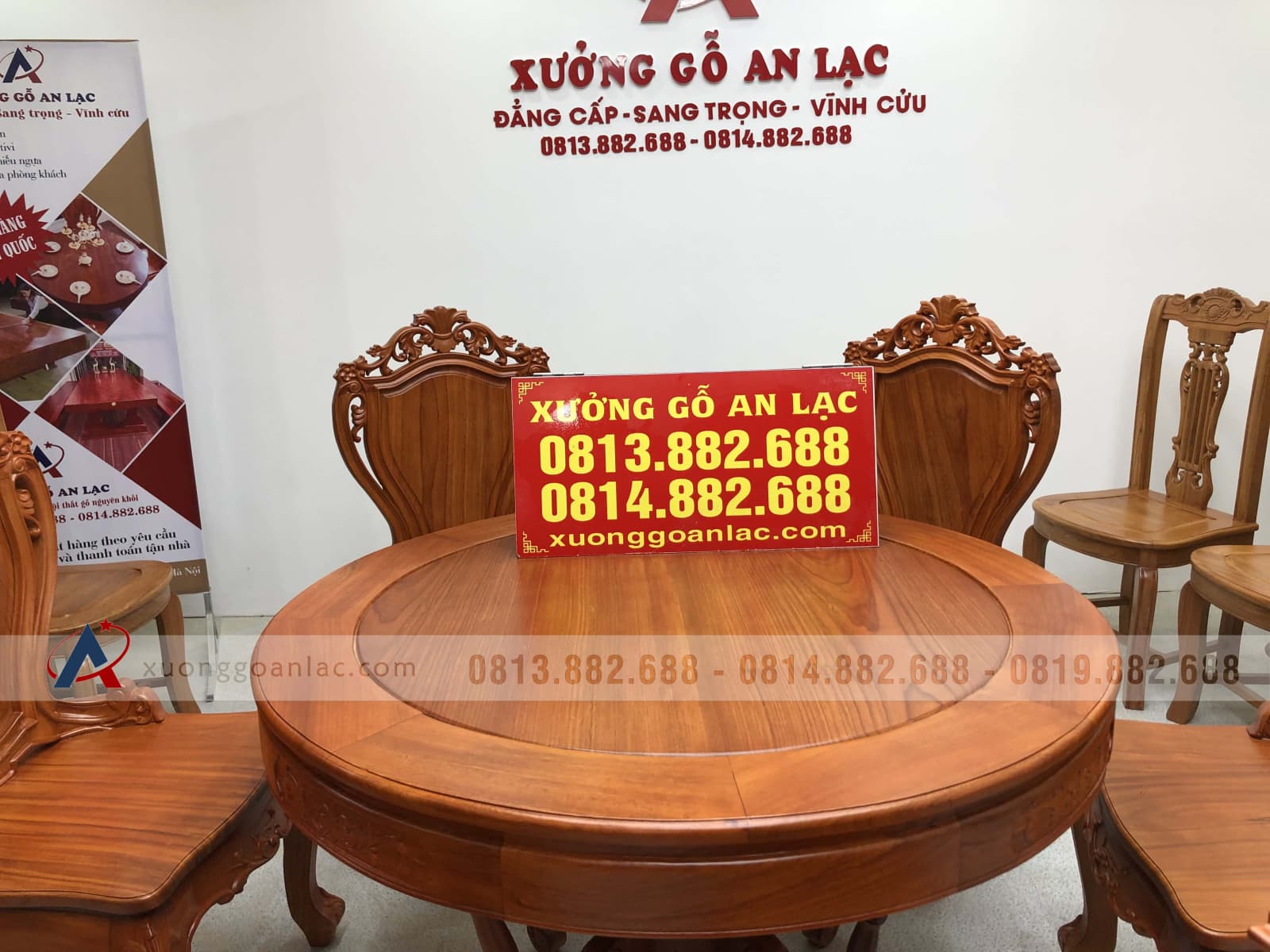 Bộ bàn ăn gõ đỏ 6 ghế louis có tay gỗ gõ đỏ (chị Hoàng Lan, Thanh Hóa) 25 bàn ăn tròn cao cấp