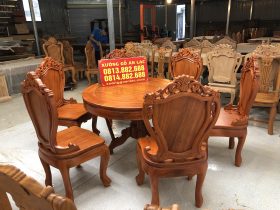 Bộ bàn ăn gõ đỏ 6 ghế louis có tay gỗ gõ đỏ (chị Hoàng Lan, Thanh Hóa) 16 Bo ban an go do 6 ghe louis co tay go Go do 5