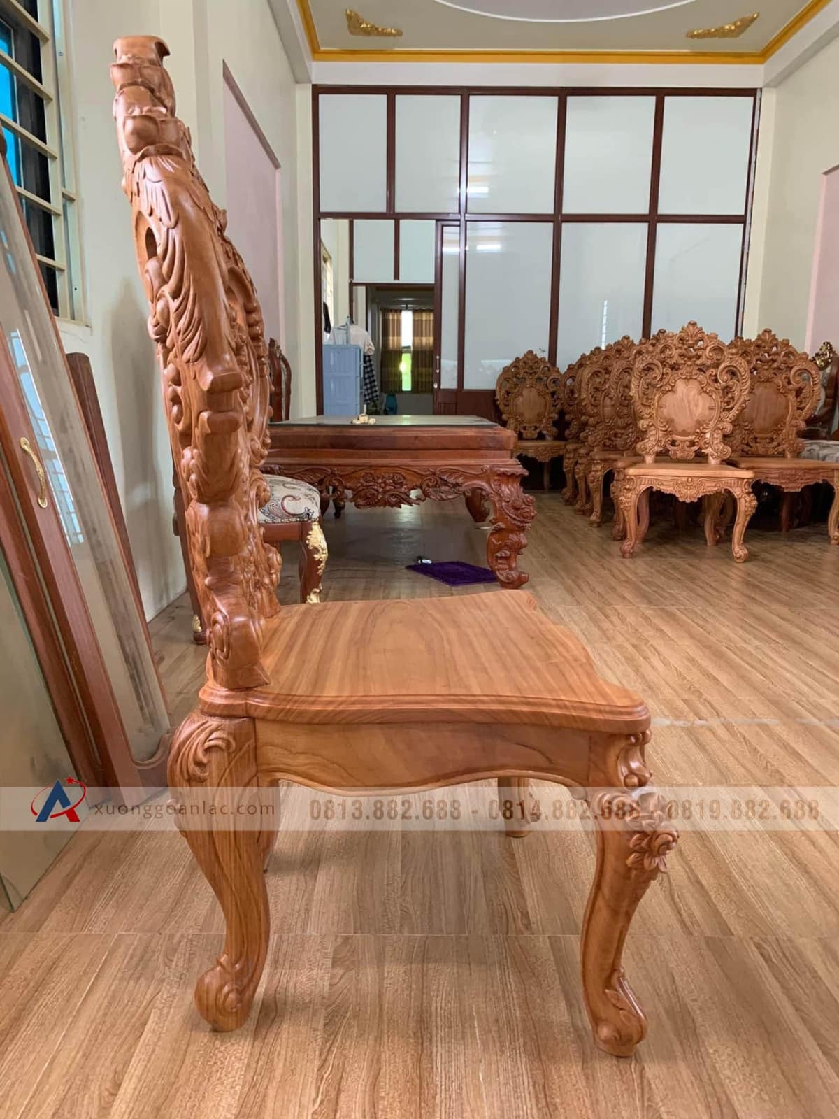 Ghế ăn louis hoàng gia VIP gỗ gõ đỏ mẫu mới 19 ghế ăn louis hoàng gia gỗ gõ đỏ cao cấp