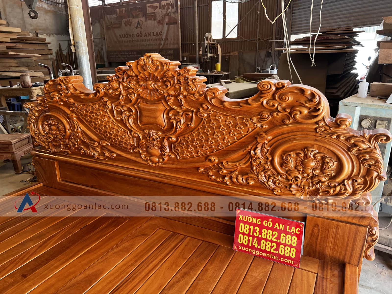 Giường Hoàng Gia hoa Lan Tây gỗ gõ đỏ (anh Vượng, Quảng Ninh) 25 giường hoàng gia gỗ gõ đỏ