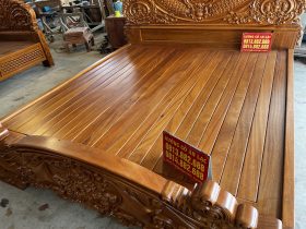 Giường Hoàng Gia hoa Lan Tây gỗ gõ đỏ (anh Vượng, Quảng Ninh) 21 giường hoàng gia cao cấp gỗ gõ đỏ