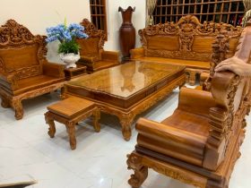 Bộ Hoàng Gia Louis gỗ gõ đỏ 6 món ván tràn