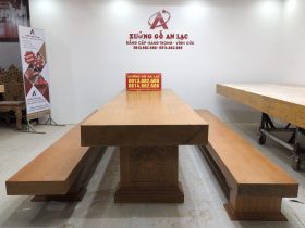 Bộ bàn ghế K3 nguyên khối 300x90x16cm gỗ gõ đỏ (Anh Thắng, Hà Nội) 23 bàn ghế k3 nguyên khối gỗ gõ đỏ