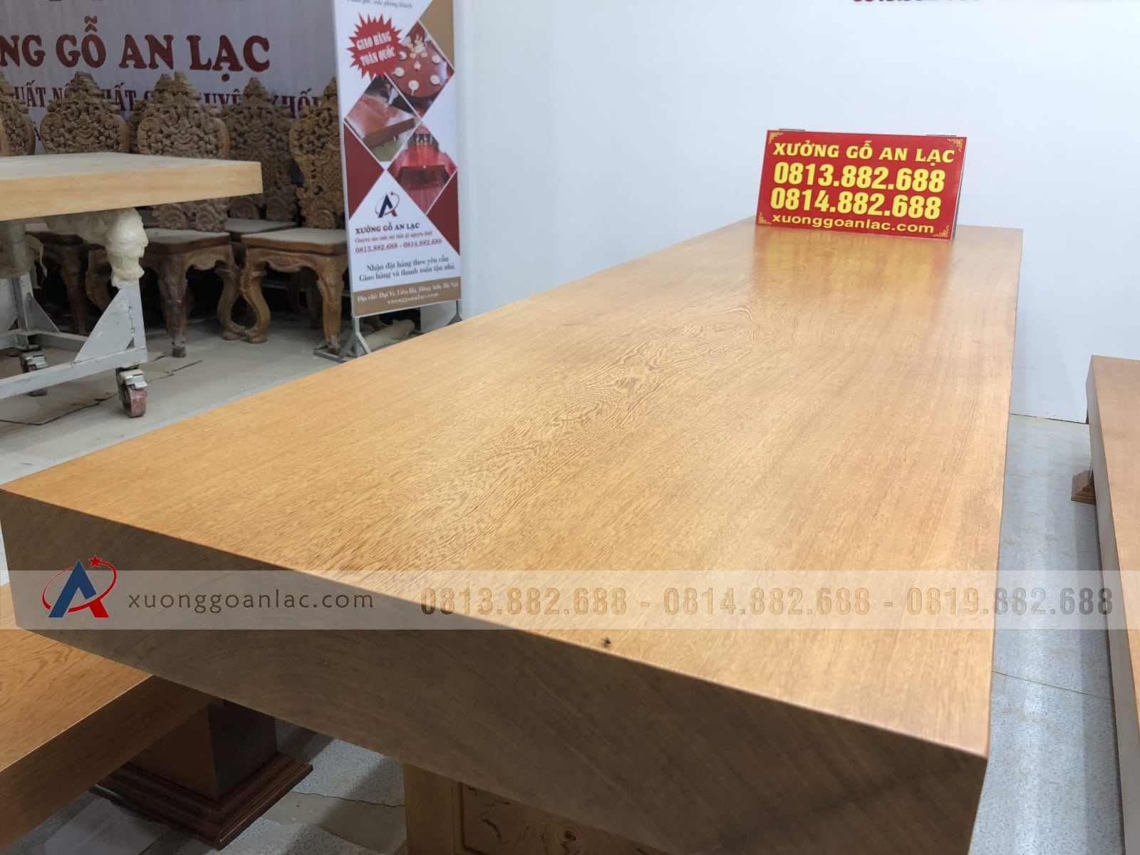 Bộ bàn ghế K3 nguyên khối 300x90x16cm gỗ gõ đỏ (Anh Thắng, Hà Nội) 10 Bộ bàn ghế K3 nguyên khối 300x90x16cm gỗ gõ đỏ (Anh Thắng, Hà Nội) - Ảnh 10
