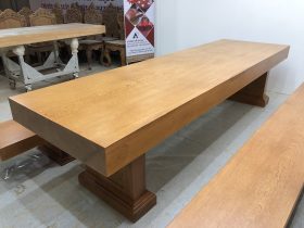 Bộ bàn ghế K3 nguyên khối 300x90x16cm gỗ gõ đỏ (Anh Thắng, Hà Nội) 25 bàn ăn nguyên khối gỗ gõ đỏ