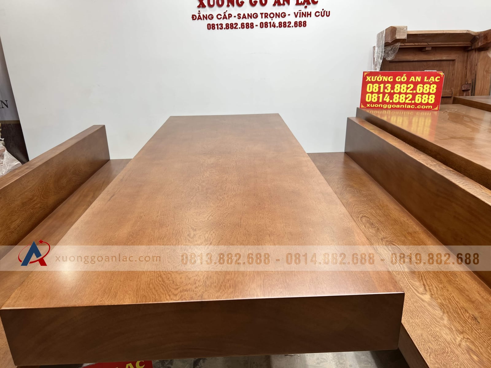 Bộ bàn ghế K3 có tựa 240x90x16cm gỗ gõ đỏ (Bác Thành, Hà Nam) 11 Bộ bàn ghế K3 có tựa 240x90x16cm gỗ gõ đỏ (Bác Thành, Hà Nam) - Ảnh 11