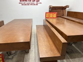 Bộ bàn ghế K3 có tựa 240x90x16cm gỗ gõ đỏ (Bác Thành, Hà Nam) 26 bàn ghế k3 gỗ gõ đỏ cao cấp