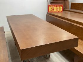 Bộ bàn ghế K3 có tựa 240x90x16cm gỗ gõ đỏ (Bác Thành, Hà Nam) 29 bộ bàn ghế k3 có tựa gỗ gõ đỏ