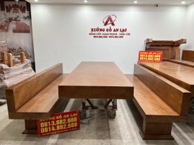 Bộ bàn ghế K3 có tựa 240x90x16cm gỗ gõ đỏ (Bác Thành, Hà Nam) 20 K3 co tua bac Thanh Ha Nam 5