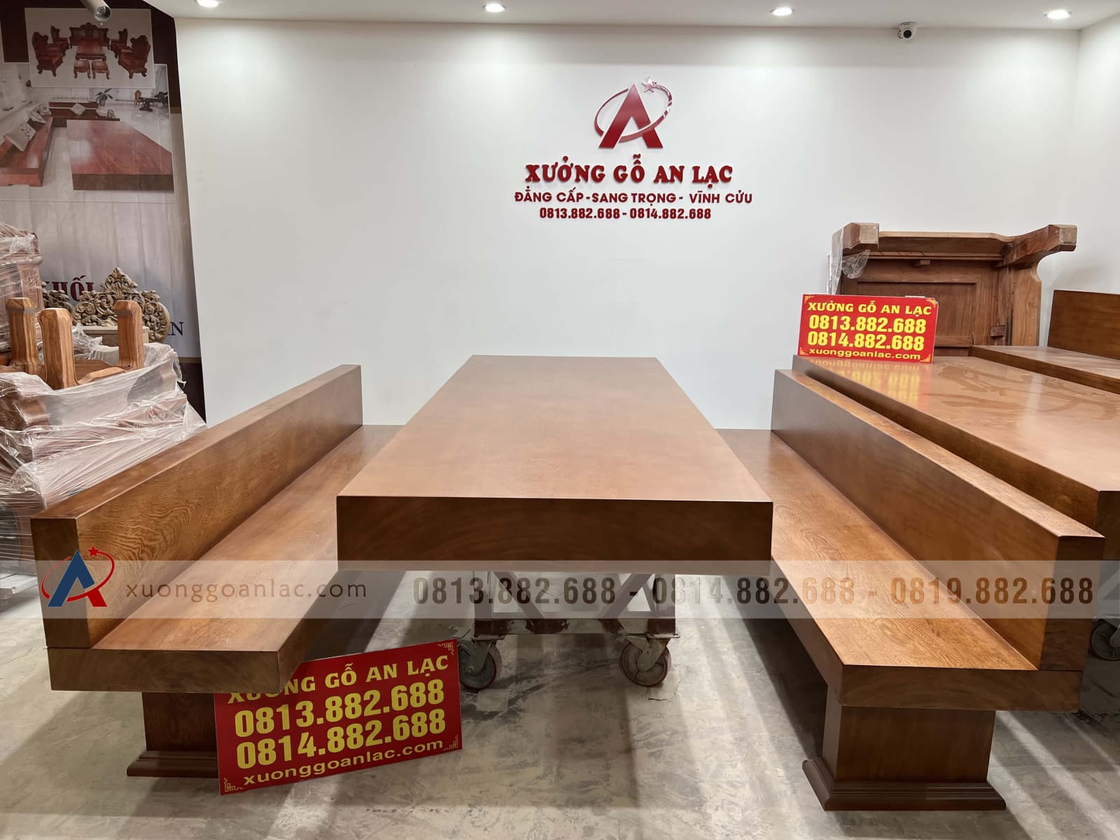 Bộ bàn ghế K3 có tựa 240x90x16cm gỗ gõ đỏ (Bác Thành, Hà Nam) 6 Bộ bàn ghế K3 có tựa 240x90x16cm gỗ gõ đỏ (Bác Thành, Hà Nam) - Ảnh 6