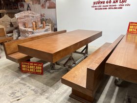 Bộ bàn ghế K3 có tựa 240x90x16cm gỗ gõ đỏ (Bác Thành, Hà Nam) 21 K3 co tua bac Thanh Ha Nam 6