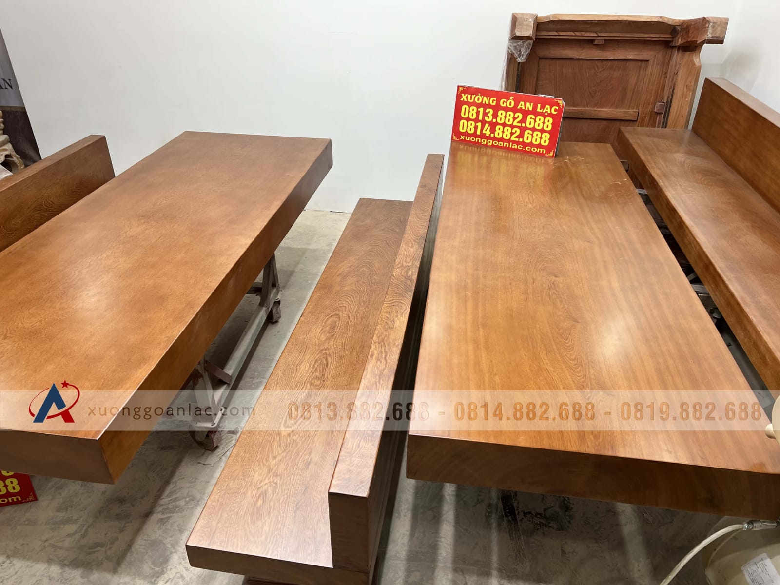Bộ bàn ghế K3 có tựa 240x90x16cm gỗ gõ đỏ (Bác Thành, Hà Nam) 9 Bộ bàn ghế K3 có tựa 240x90x16cm gỗ gõ đỏ (Bác Thành, Hà Nam) - Ảnh 9