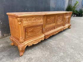 Kệ tivi hoa lan tây 2m4 gỗ gõ đỏ (anh Tùng, Hà Nội) 18 kệ tivi 2m4 gỗ gõ đỏ