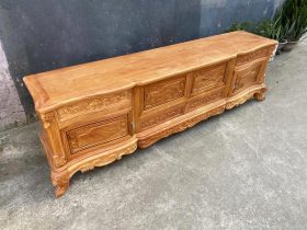Kệ tivi hoa lan tây 2m4 gỗ gõ đỏ (anh Tùng, Hà Nội) 20 Ke TiVi Hoa Lan Tay 2m4 go go do 8