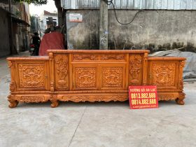 Kệ mõ lồi 2m40 đục hoa hồng gỗ gõ đỏ