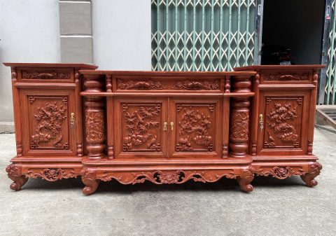 Kệ tivi cột nho con sóc gỗ hương 1m97