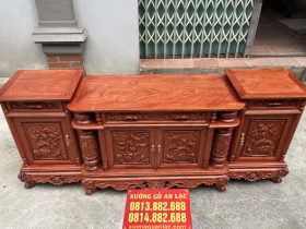 Kệ tivi cột nho con sóc gỗ hương 1m97 (anh Thành, Bắc Giang) 11 kệ tivi cột nho con sóc gỗ hương đá