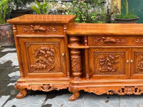 Kệ tivi cột nho cánh đục tứ quý kênh bong 1m97 gỗ gõ đỏ(anh Thái, Ninh Bình) 10 Ke tivi cot nho duc kenh bong 4