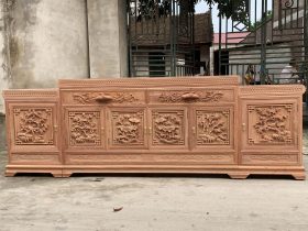 Kệ tivi mõ phẳng 2m gỗ hương đá đục kênh bong
