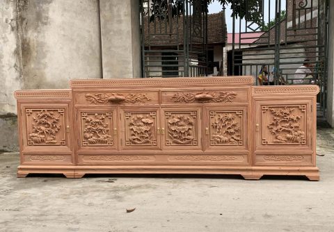 Kệ tivi mõ phẳng 2m gỗ hương đá đục kênh bong