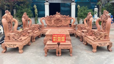 Quốc Nghê Bảo Đỉnh Cột 16 Gỗ Hương Đá Nam Phi