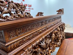 Sập thờ Tứ Linh chân 25 gỗ gõ đỏ giao Bắc Giang 45 Sap tho tu linh go go do sieu pham 12