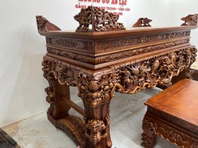 Sập thờ Tứ Linh chân 25 gỗ gõ đỏ giao Bắc Giang 46 Sap tho tu linh go go do sieu pham 13