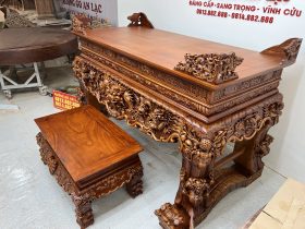 Sập thờ Tứ Linh chân 25 gỗ gõ đỏ giao Bắc Giang 47 sập thờ gỗ gõ đỏ