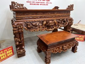 Sập thờ Tứ Linh chân 25 gỗ gõ đỏ giao Bắc Giang 51 sập thờ gỗ gõ đỏ